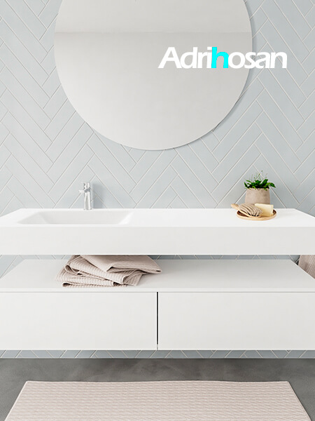 Mueble de baño suspendido moderno con encimera de solid surface