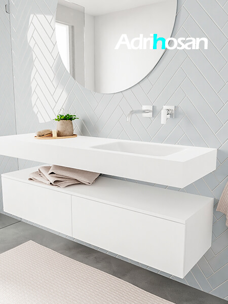 Mueble de baño suspendido moderno con encimera de solid surface