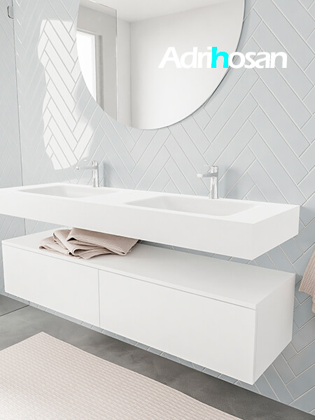 Mueble de baño suspendido moderno con encimera de solid surface