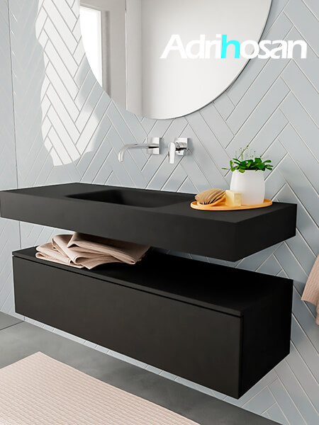 muebles de baño con lavabo de solid surface negro