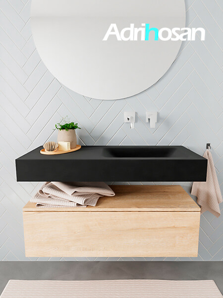 muebles de baño con lavabo de solid surface negro