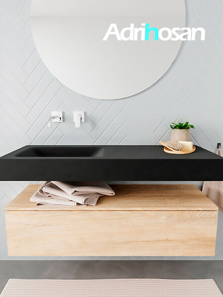 muebles de baño con lavabo de solid surface negro