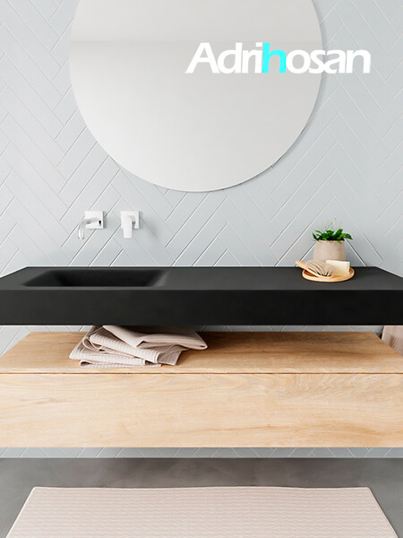 muebles de baño con lavabo de solid surface negro