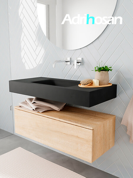 muebles de baño con lavabo de solid surface negro