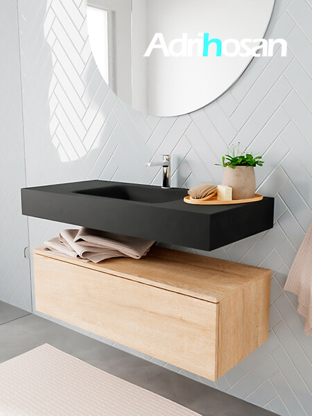 muebles de baño con lavabo de solid surface negro