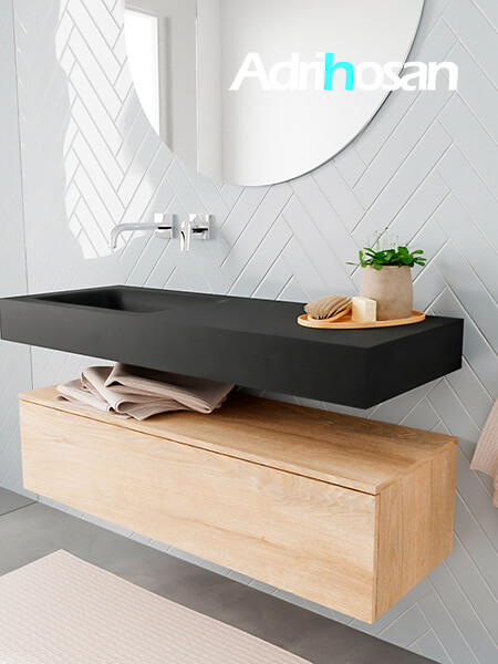 muebles de baño con lavabo de solid surface negro