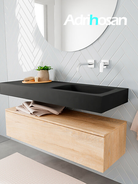 muebles de baño con lavabo de solid surface negro
