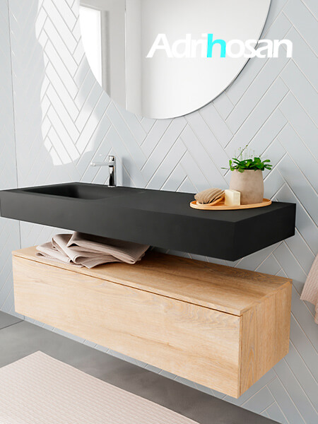 muebles de baño con lavabo de solid surface negro