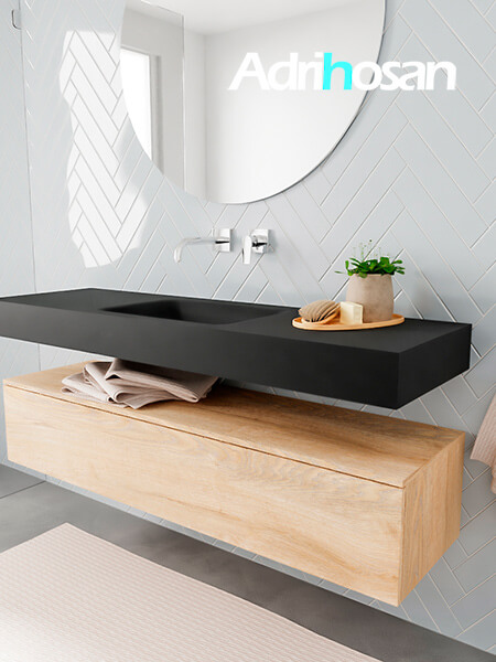 muebles de baño con lavabo de solid surface negro