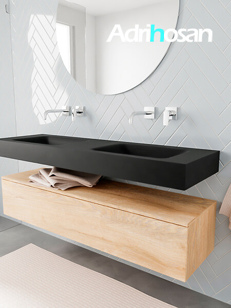 muebles de baño con lavabo de solid surface negro