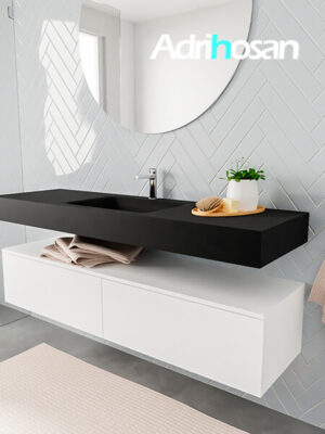 muebles de baño con lavabo de solid surface negro