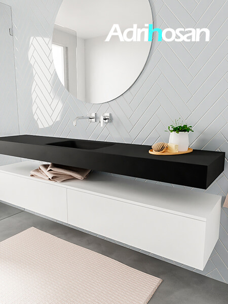 muebles de baño con lavabo de solid surface negro