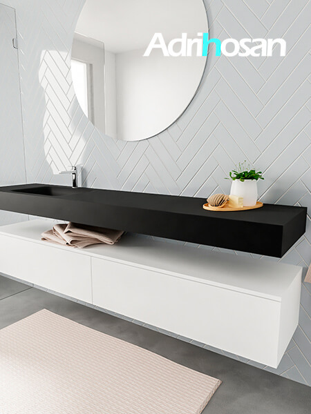 muebles de baño con lavabo de solid surface negro