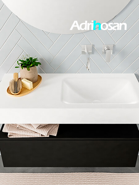 Mueble de baño suspendido moderno con encimera de solid surface