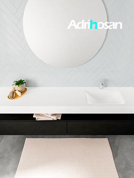 Mueble suspendido ALAN 200 cm de 2 cajones urban. Encimera con lavabo CLOUD derecha 1 orificio blanco mate 3 muebles de baño suspendidos de alta gama