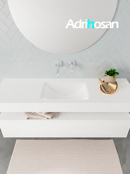 Mueble de baño suspendido moderno con encimera de solid surface