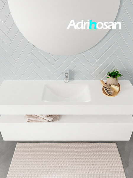 Mueble de baño suspendido moderno con encimera de solid surface