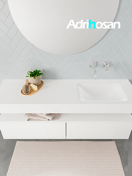Mueble de baño suspendido moderno con encimera de solid surface