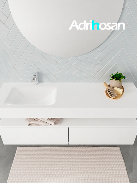 Mueble de baño suspendido moderno con encimera de solid surface