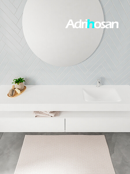 Mueble de baño suspendido moderno con encimera de solid surface