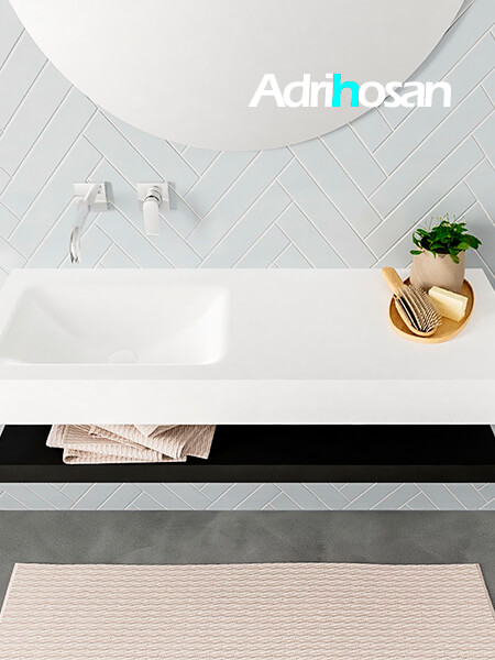 Mueble suspendido ALAN 120 cm de Sin cajones urban. Encimera con lavabo CLOUD izquierda sin orificio blanco mate 3 Mueble de baño con lavabo solid surface