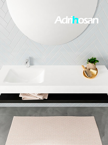 Mueble suspendido ALAN 150 cm de Sin cajones urban. Encimera con lavabo CLOUD izquierda 1 orificio blanco mate 3 Mueble de baño suspendido Alan Adrihosan