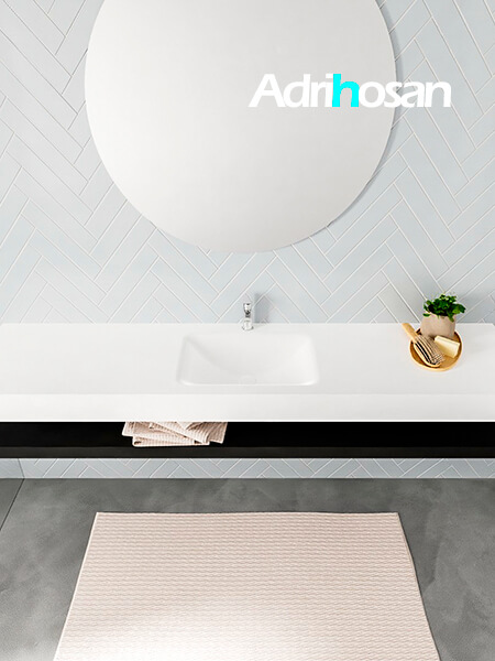 Mueble suspendido ALAN 200 cm de Sin cajones urban. Encimera con lavabo CLOUD centro 1 orificio blanco mate 3 Mueble de baño suspendido Alan Adrihosan