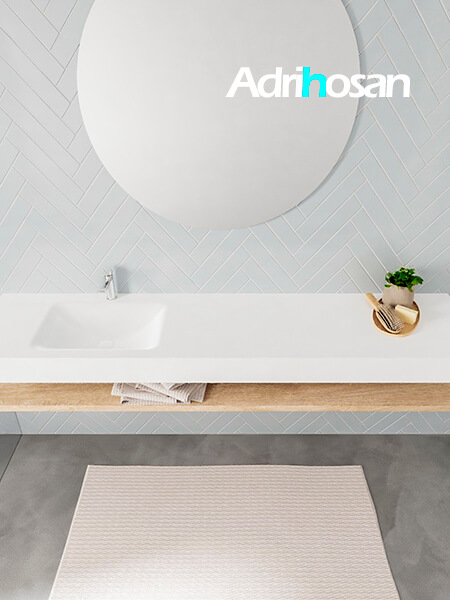 Mueble suspendido ALAN 200 cm de Sin cajones roble lavabo. Encimera con lavabo CLOUD izquierda 1 orificio blanco mate 3 Mueble de baño suspendido Alan Adrihosan