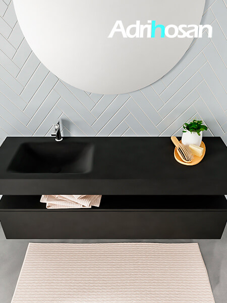 Mueble de baño sin patas Alan negro encimera salid surface
