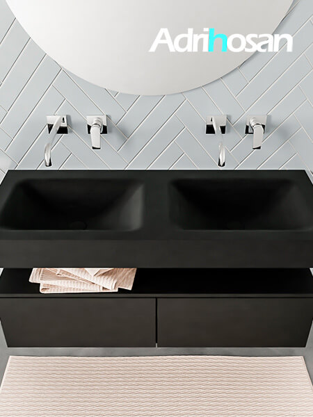 Mueble de baño sin patas Alan negro encimera salid surface