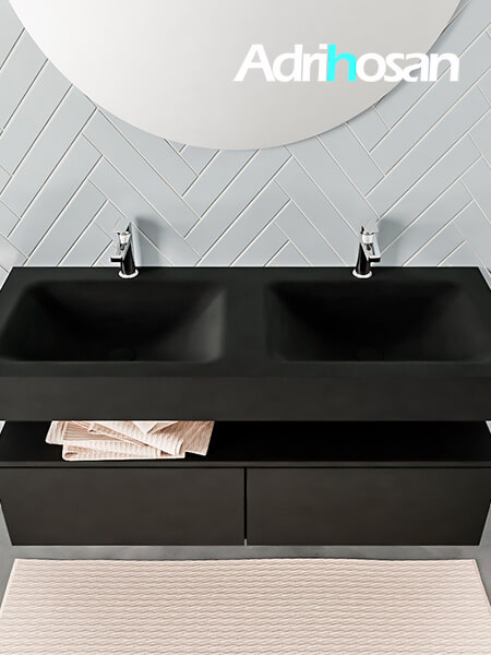 Mueble de baño sin patas Alan negro encimera salid surface