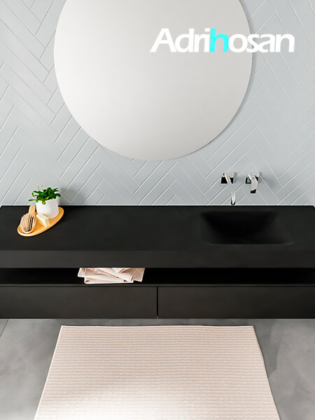 Mueble suspendido ALAN 200 cm de 2 cajones urban. Encimera con lavabo CLOUD derecha sin orificio urban 3 Mueble de baño suspendido Alan negro