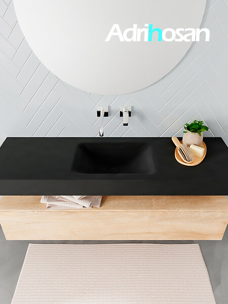 muebles de baño con lavabo de solid surface negro