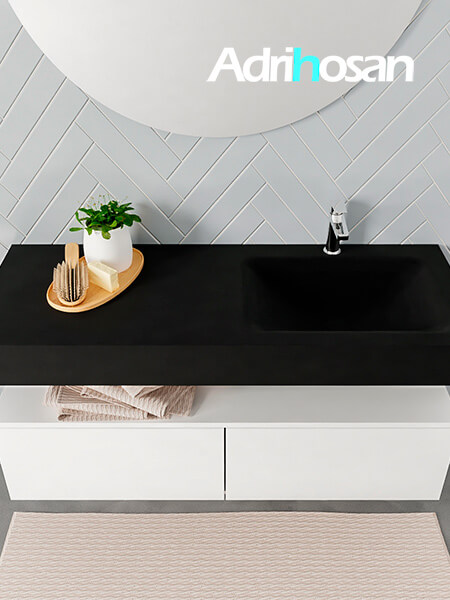 muebles de baño con lavabo de solid surface negro