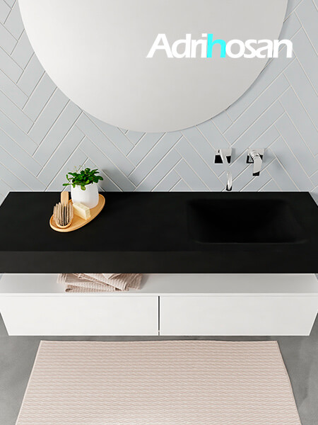 muebles de baño con lavabo de solid surface negro