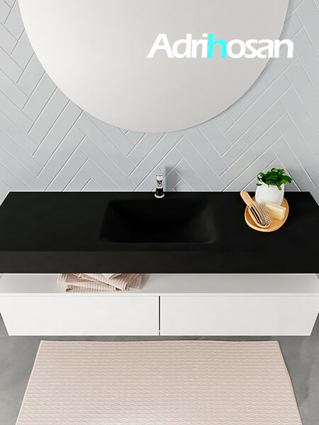 muebles de baño con lavabo de solid surface negro
