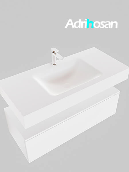 Mueble de baño suspendido moderno con encimera de solid surface