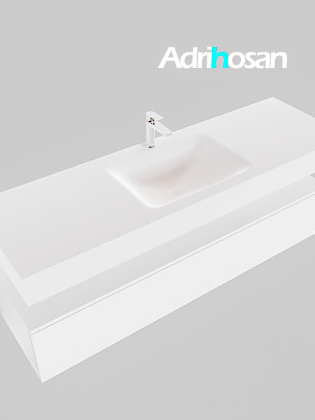 Mueble de baño suspendido moderno con encimera de solid surface