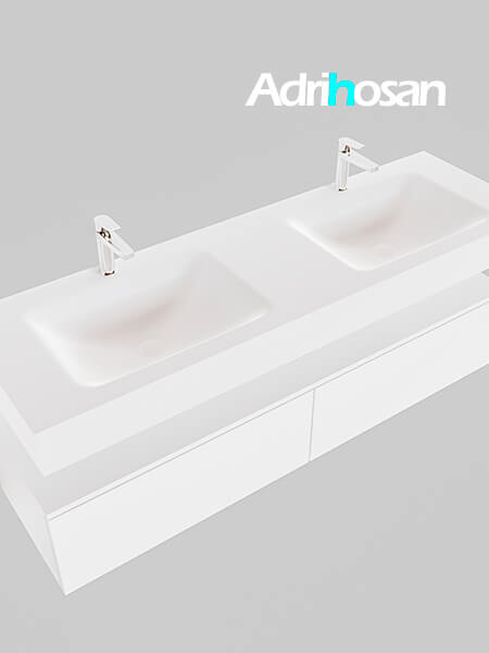 Mueble de baño suspendido moderno con encimera de solid surface