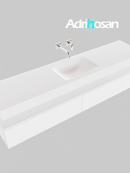 Mueble de baño suspendido moderno con encimera de solid surface