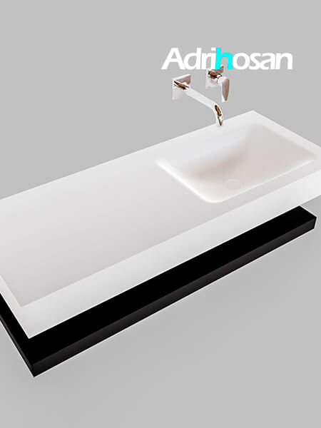 Mueble suspendido ALAN 120 cm de Sin cajones urban. Encimera con lavabo CLOUD derecha sin orificio blanco mate 4 Mueble de baño con lavabo solid surface