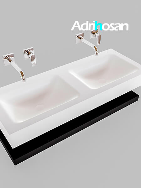 Mueble suspendido ALAN 120 cm de Sin cajones urban. Encimera con lavabo CLOUD doble sin orificio blanco mate 4 Mueble de baño con lavabo solid surface