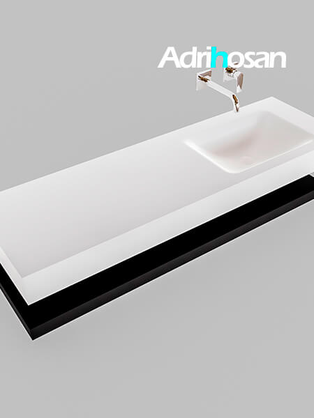 Mueble suspendido ALAN 150 cm de Sin cajones urban. Encimera con lavabo CLOUD derecha sin orificio blanco mate 4 Mueble de baño con lavabo solid surface