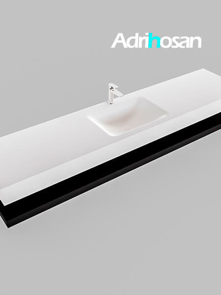 Mueble suspendido ALAN 200 cm de Sin cajones urban. Encimera con lavabo CLOUD centro 1 orificio blanco mate 4 Mueble de baño suspendido Alan Adrihosan