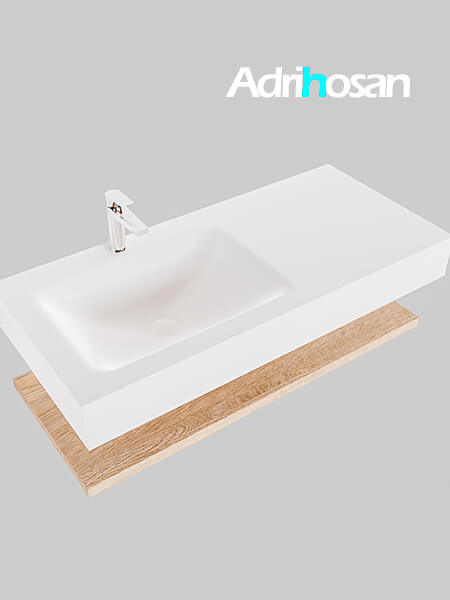 Mueble suspendido ALAN 100 cm de Sin cajones roble lavabo. Encimera con lavabo CLOUD izquierda 1 orificio blanco mate 4 Mueble de baño suspendido Alan Adrihosan