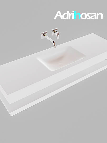 Mueble suspendido ALAN 150 cm de Sin cajones blanco mate. Encimera con lavabo CLOUD centro sin orificio blanco mate 4 Mueble de baño con lavabo solid surface