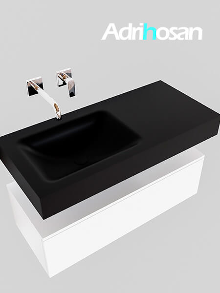 Mueble suspendido ALAN 100 cm de 1 cajón blanco mate. Encimera con lavabo CLOUD izquierda sin orificio urban 3 mueble de baño suspendido envio gratuito