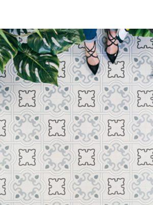 Pavimento porcelánico Bucareli-R Cielo 20x20 cm. Una serie de azulejos efecto hidráulico.