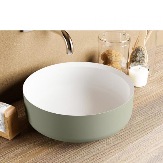 lavabo fabricado con solid surface en colores