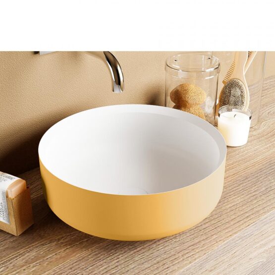 lavabo fabricado con solid surface en colores